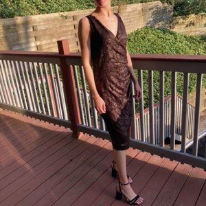 Size 12 Ralph Lauren Lace Brown Shimmer Dress